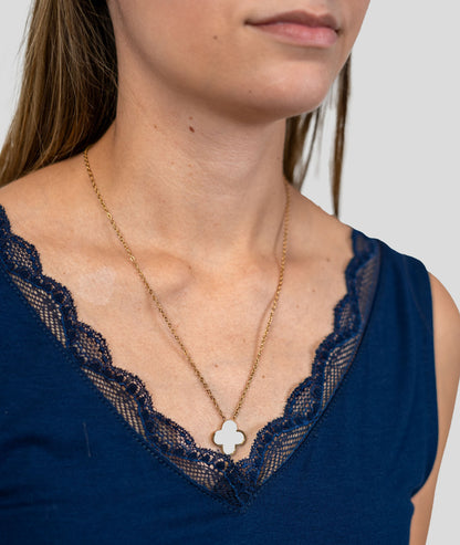 Débardeur col v dentelle Etiana - marine