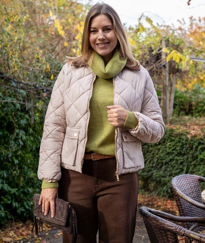 Veste matelassée col velours côtelé Quadri beige face
