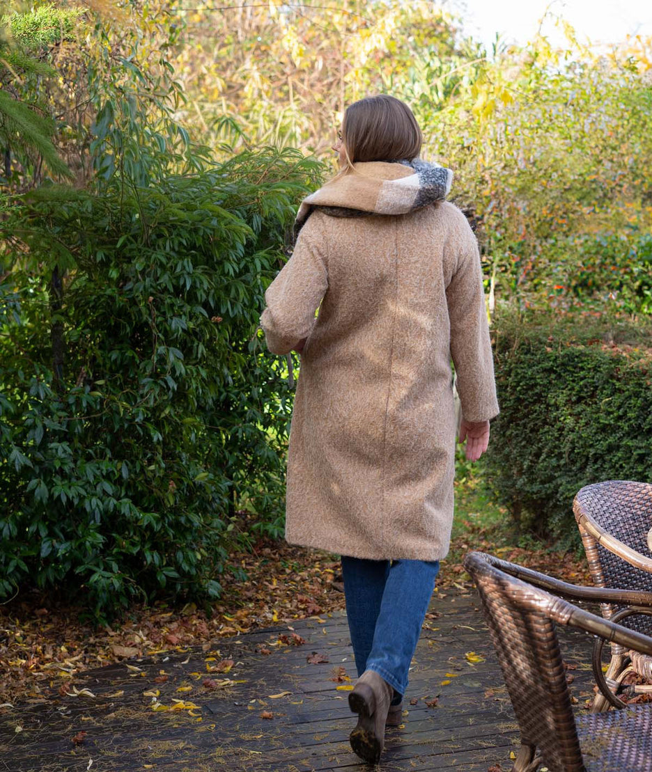 Manteau long chiné Hanna beige face arrière