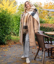 Manteau long chiné Hanna beige tenue complète