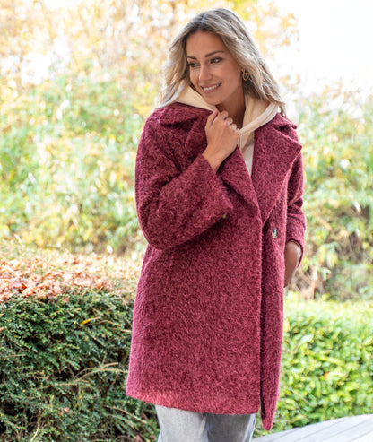 Manteau long chiné Alka bordeau coté