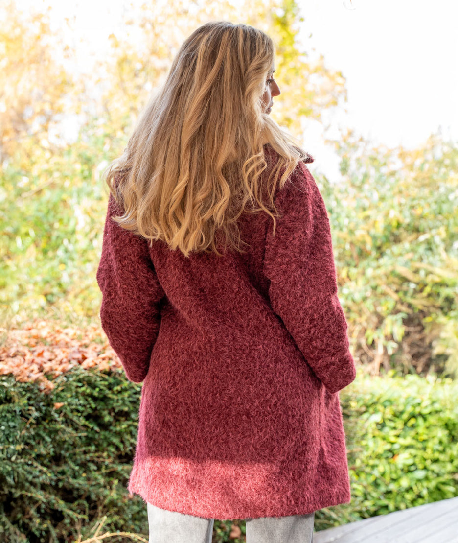 Manteau long chiné Alka bordeau dos