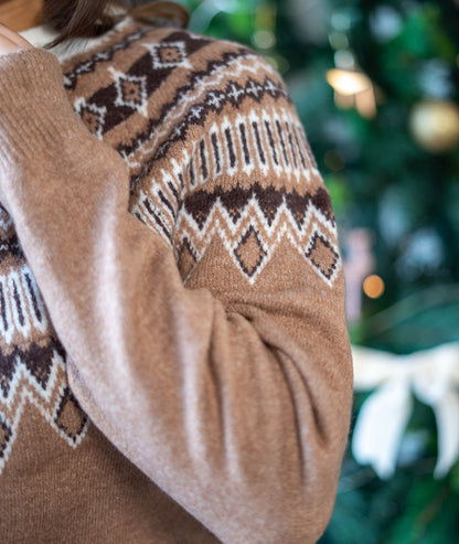 Cardigan maille jacquard Monty camel détails
