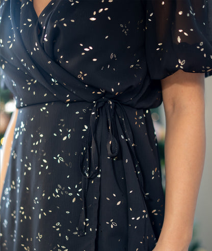 Robe portefeuille à motif brillant doré Glitter détails