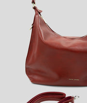 Sac à mains porté épaule effet cuir Luna bordeau détails