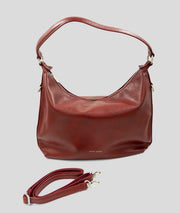 Sac à mains porté épaule effet cuir Luna bordeau face