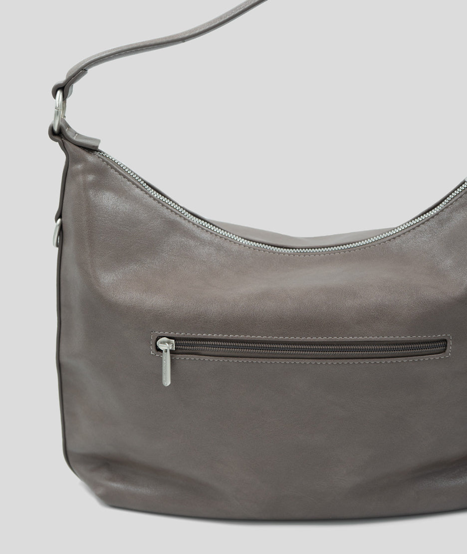 Sac à mains porté épaule effet cuir Luna brun détails