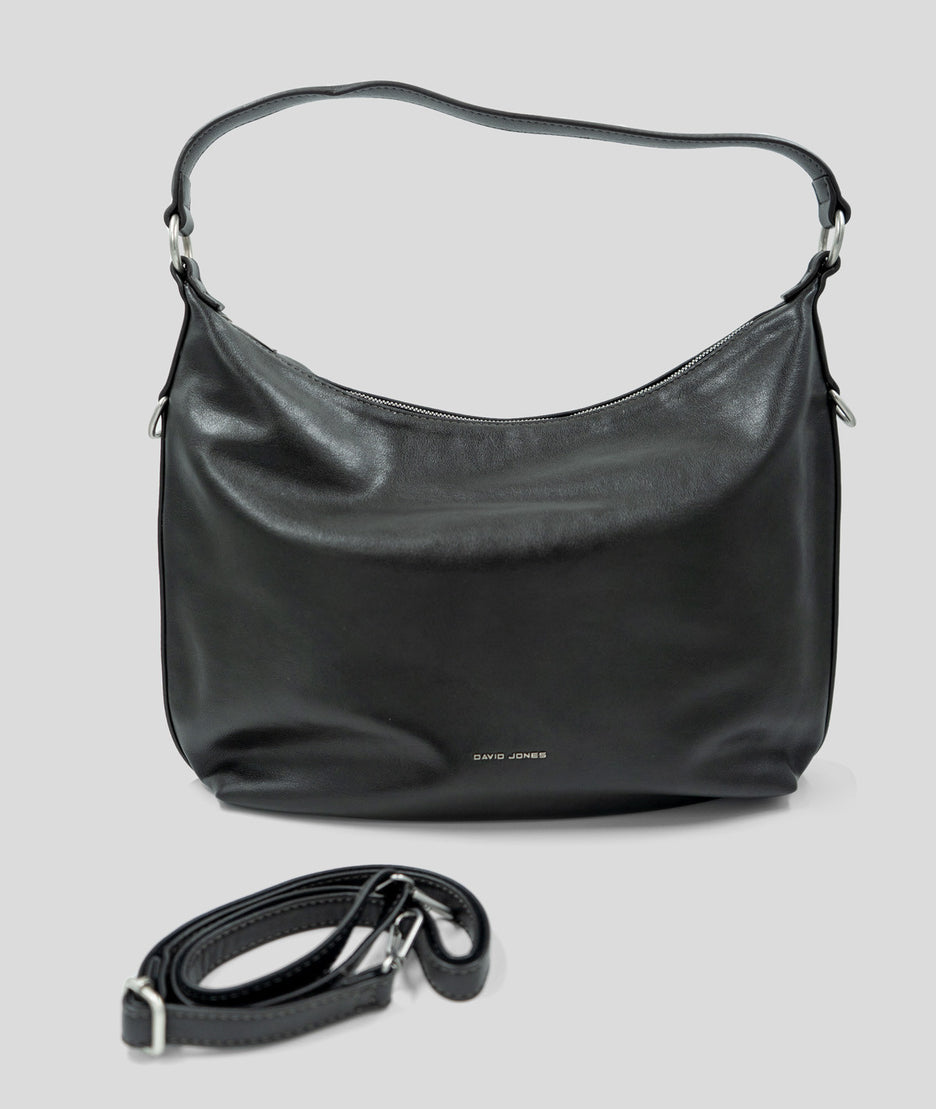 Sac à mains porté épaule effet cuir Luna noir face