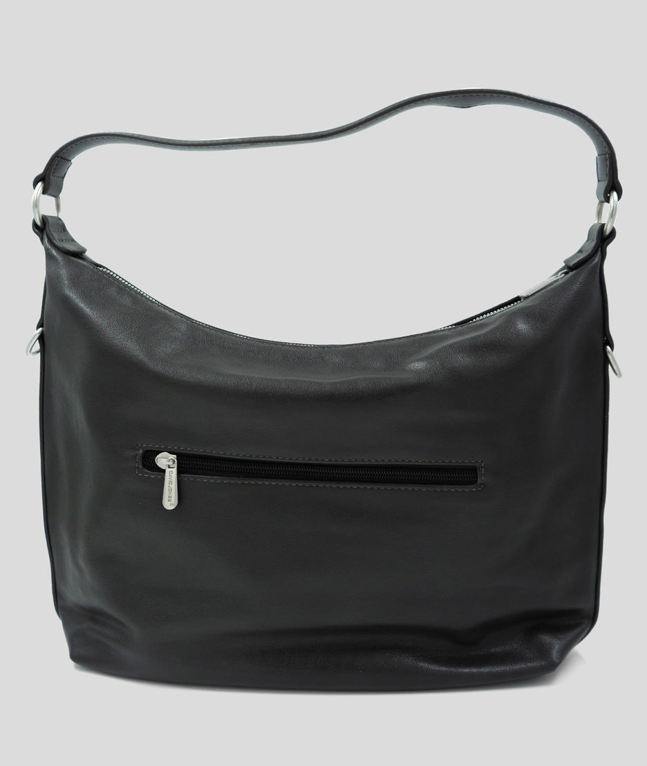 Sac à mains porté épaule effet cuir Luna noir dos