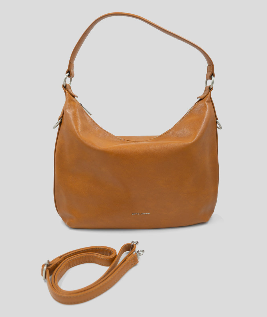 Sac à mains porté épaule effet cuir Luna camel face
