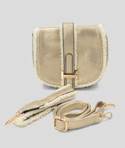 Sac bandoulière effet mouton Moupo jaune face