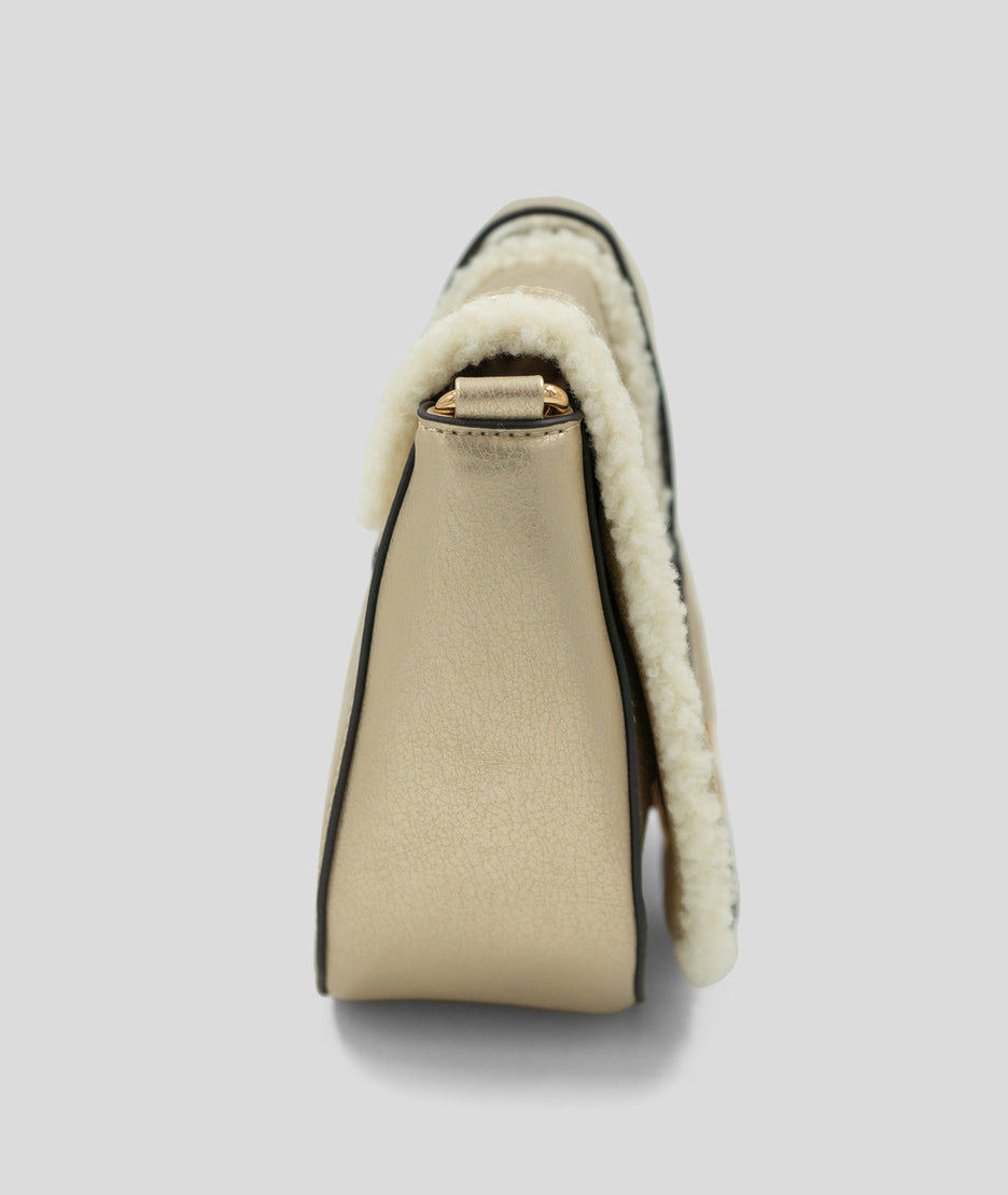 Sac bandoulière effet mouton Moupo jaune coté