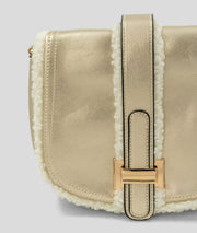 Sac bandoulière effet mouton Moupo jaune détails