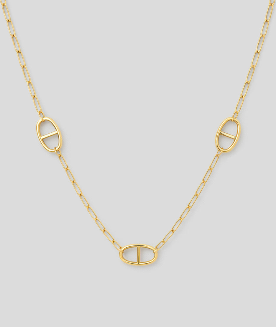 Collier sautoir maillons large Annie doré face