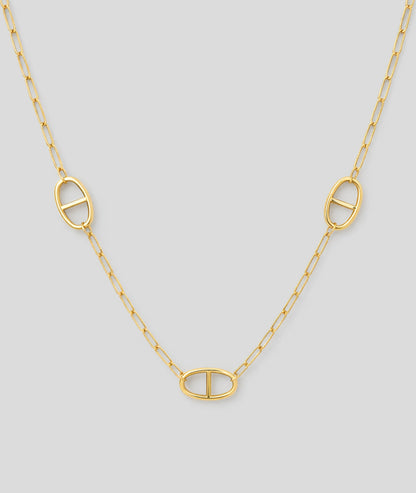 Collier sautoir maillons large Annie doré face