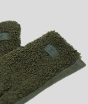 Gants bi-matière effet mouton Mouty kaki détails