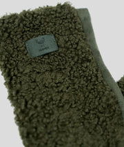 Gants bi-matière effet mouton Mouty kaki détails