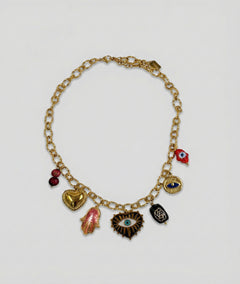 Collier doré à pendentifs Bindi face