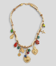 Collier avec breloques Elisa jaune face