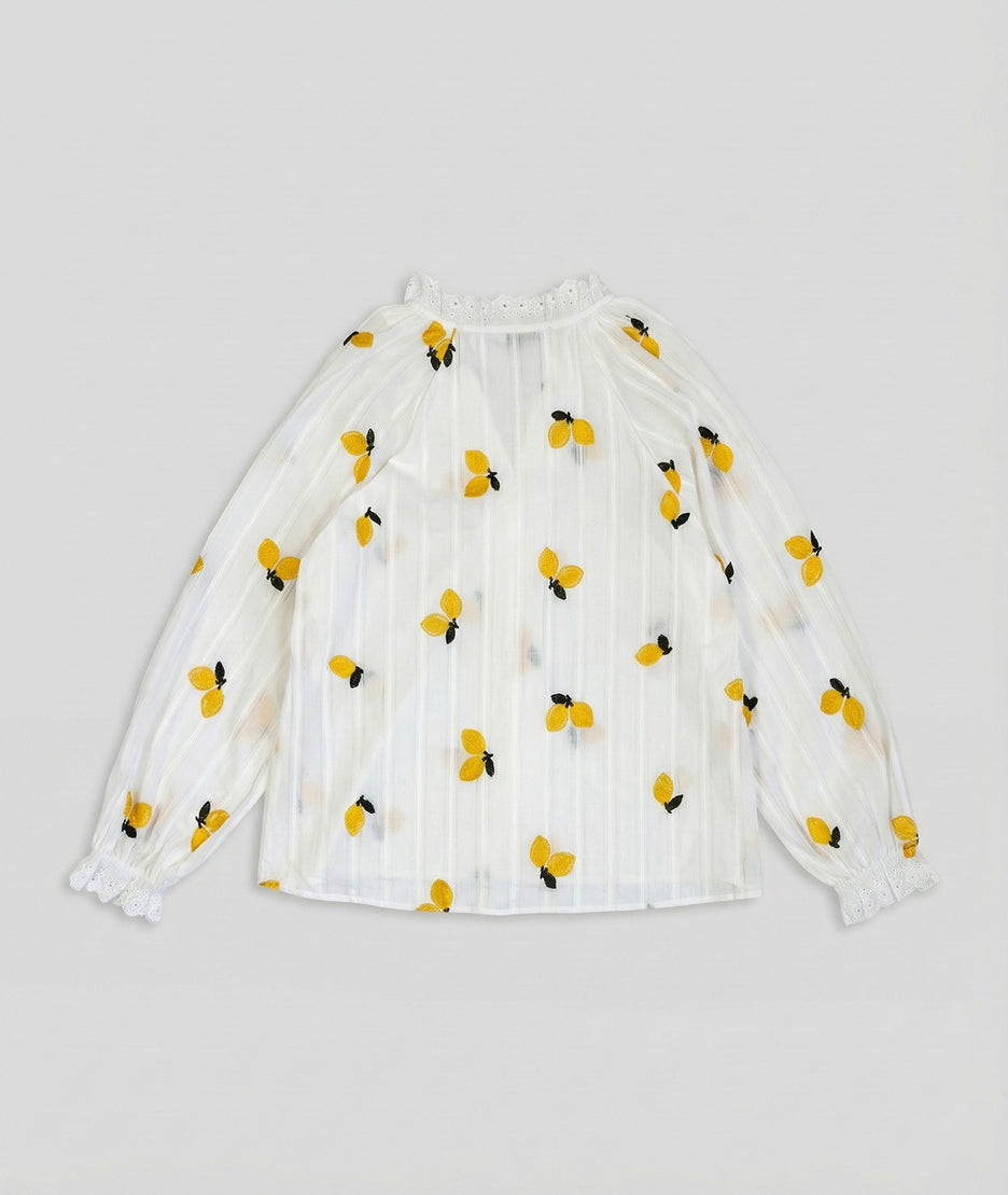 Chemise à broderies citrons face