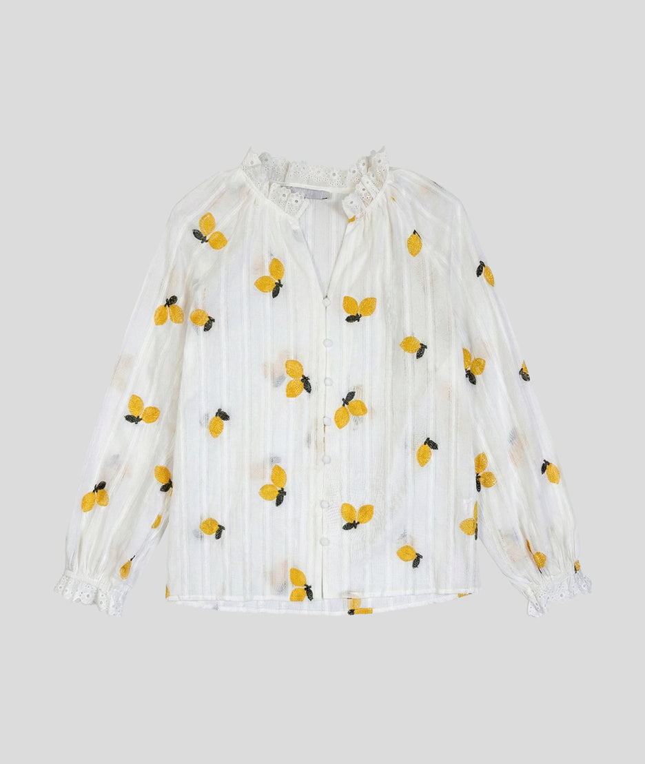 Chemise à broderies citrons dos