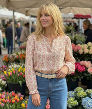 Chemise gaz de coton motif fleuri Elsa bois de rose face