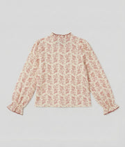 Chemise gaz de coton motif fleuri Elsa bois de rose dos