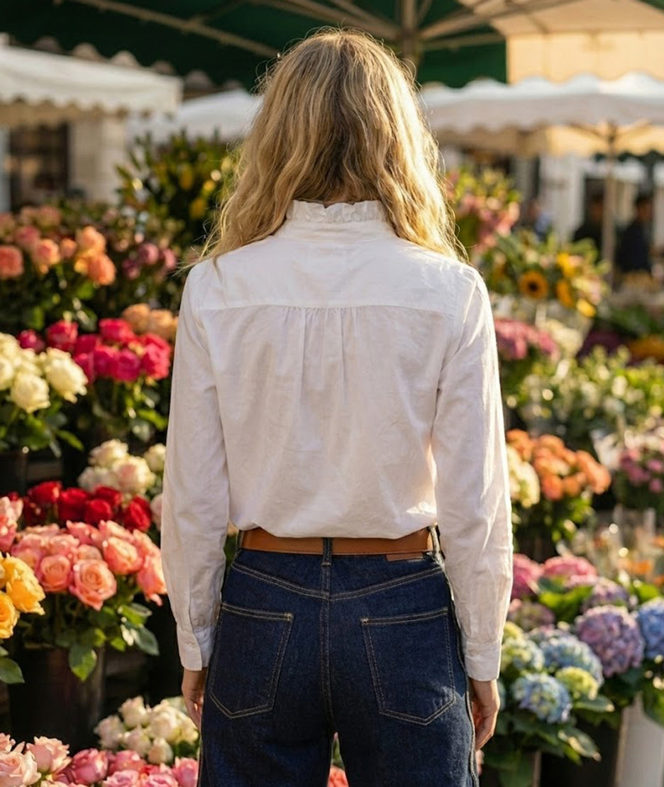 Chemise à volants Luzia blanche dos