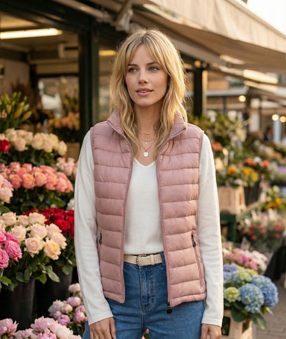 Doudoune sans manches Romy rose face