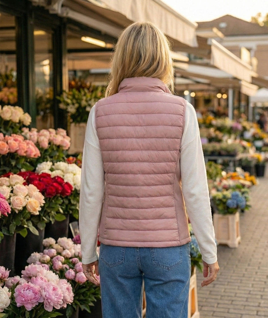 Doudoune sans manches Romy rose dos