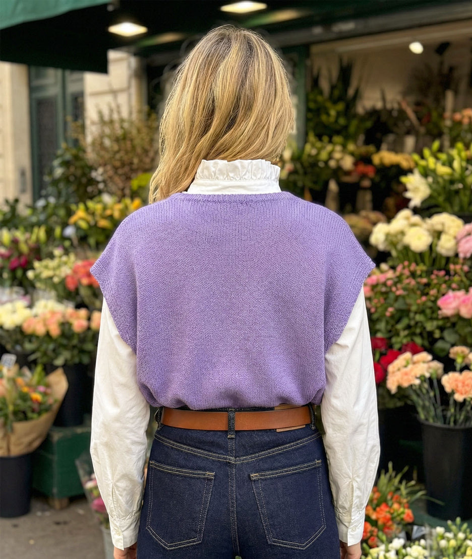 Gilet sans manches Butonna mauve dos