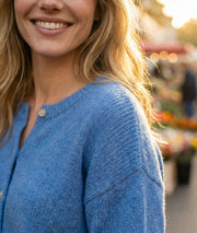 Gilet en maille Many bleu détails