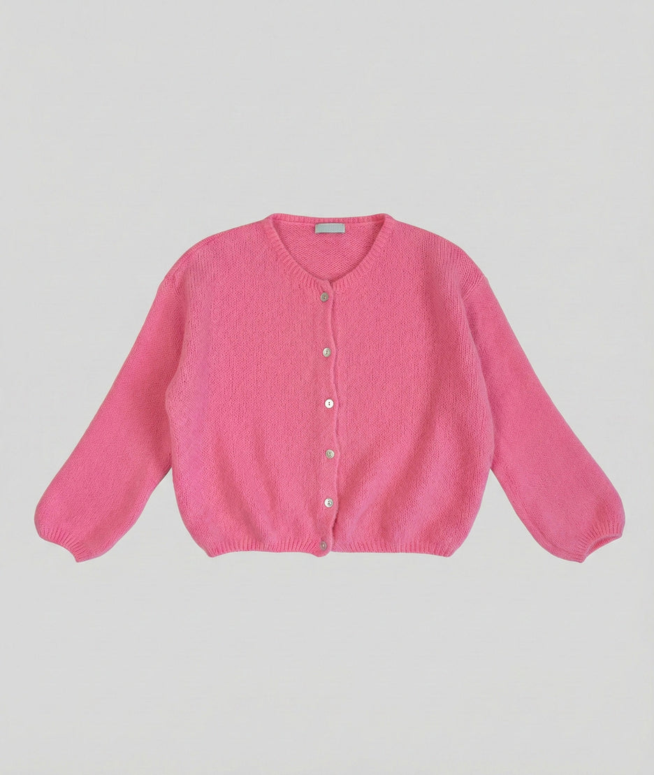 Gilet en maille Many rose face