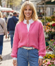 Gilet en maille Many rose face