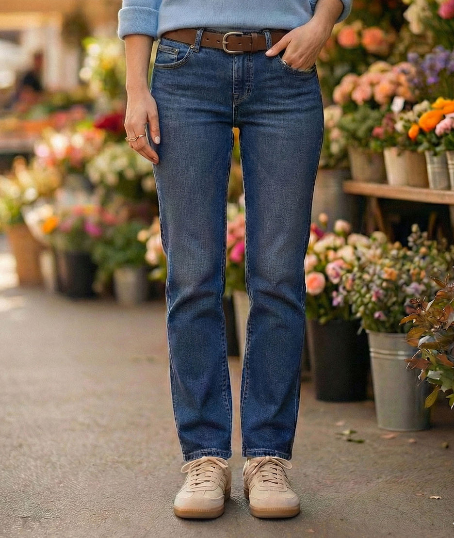 Jean slim délavé foncé face