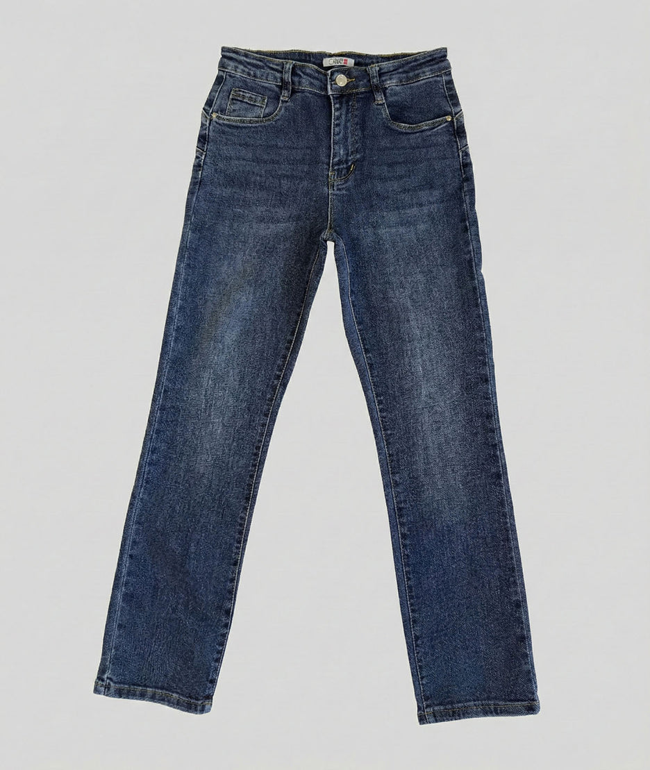 Jean slim délavé foncé face