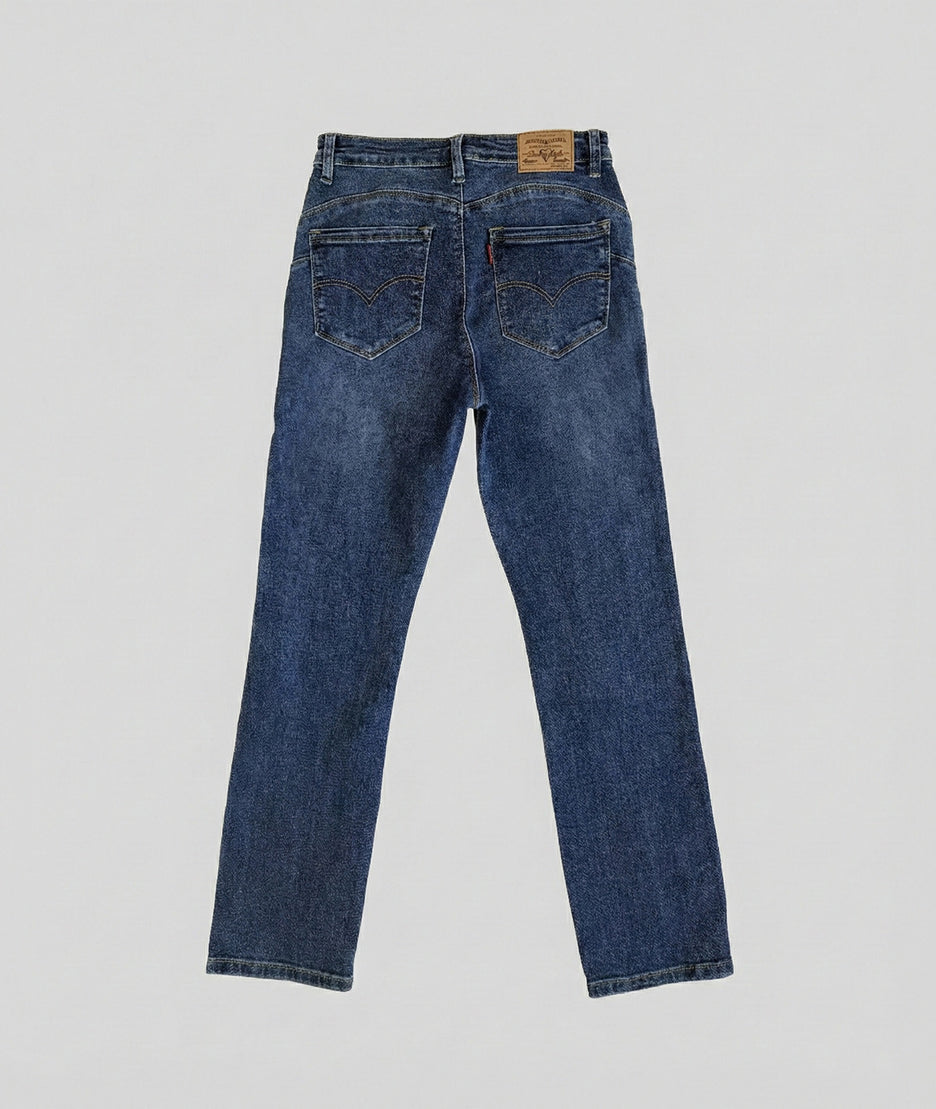 Jean slim délavé foncé dos