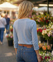 Pull fin manches longues Agile bleu dos