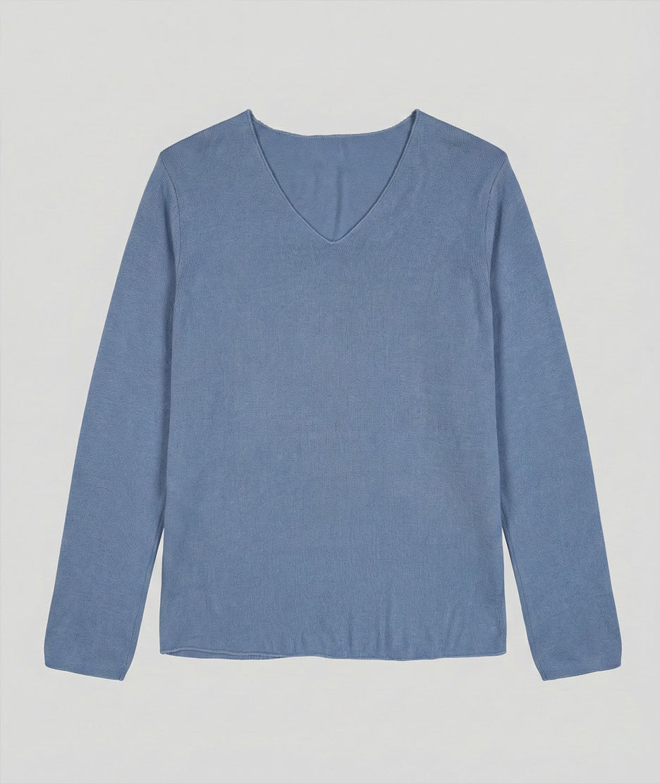 Pull fin manches longues Agile bleu face