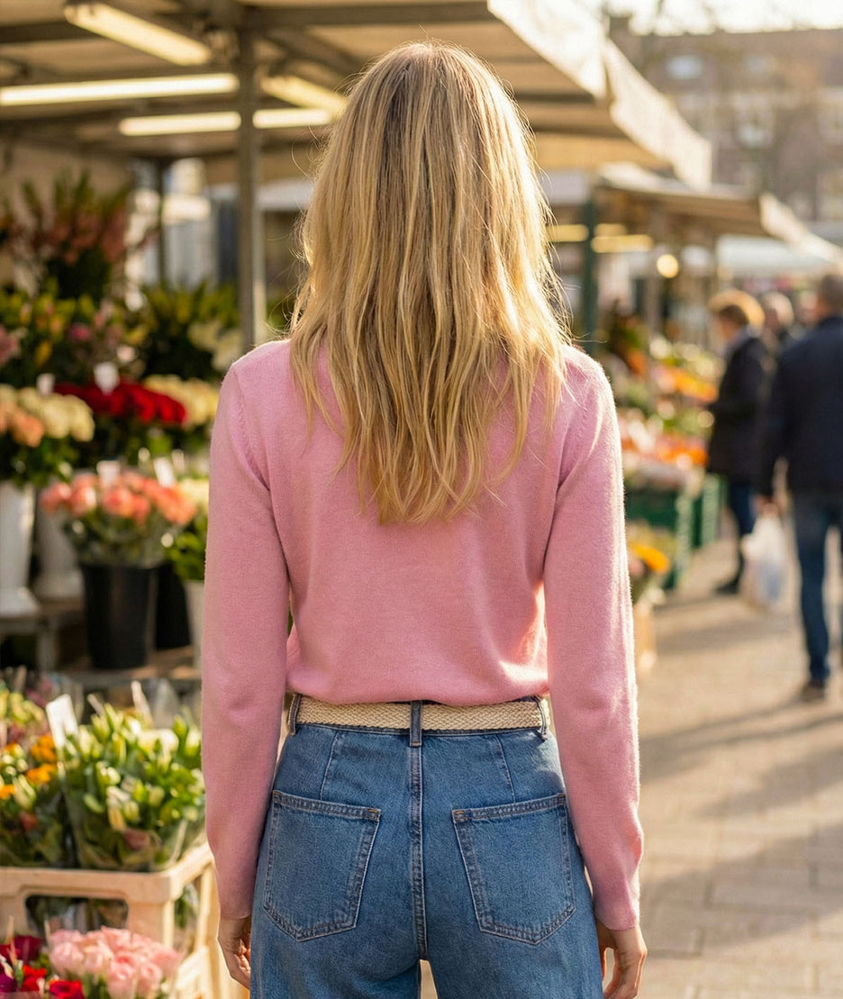 Pull fin manches longues Agile rose dos