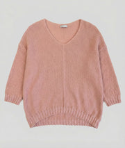 Pull en maille duveteuse Vicky rose face