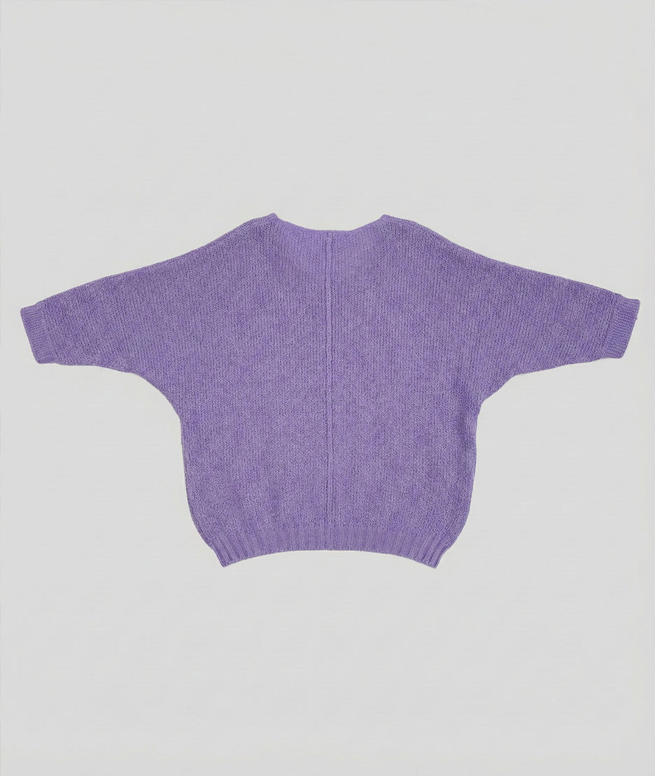 Pull en maille duveteuse Vicky lilas dos
