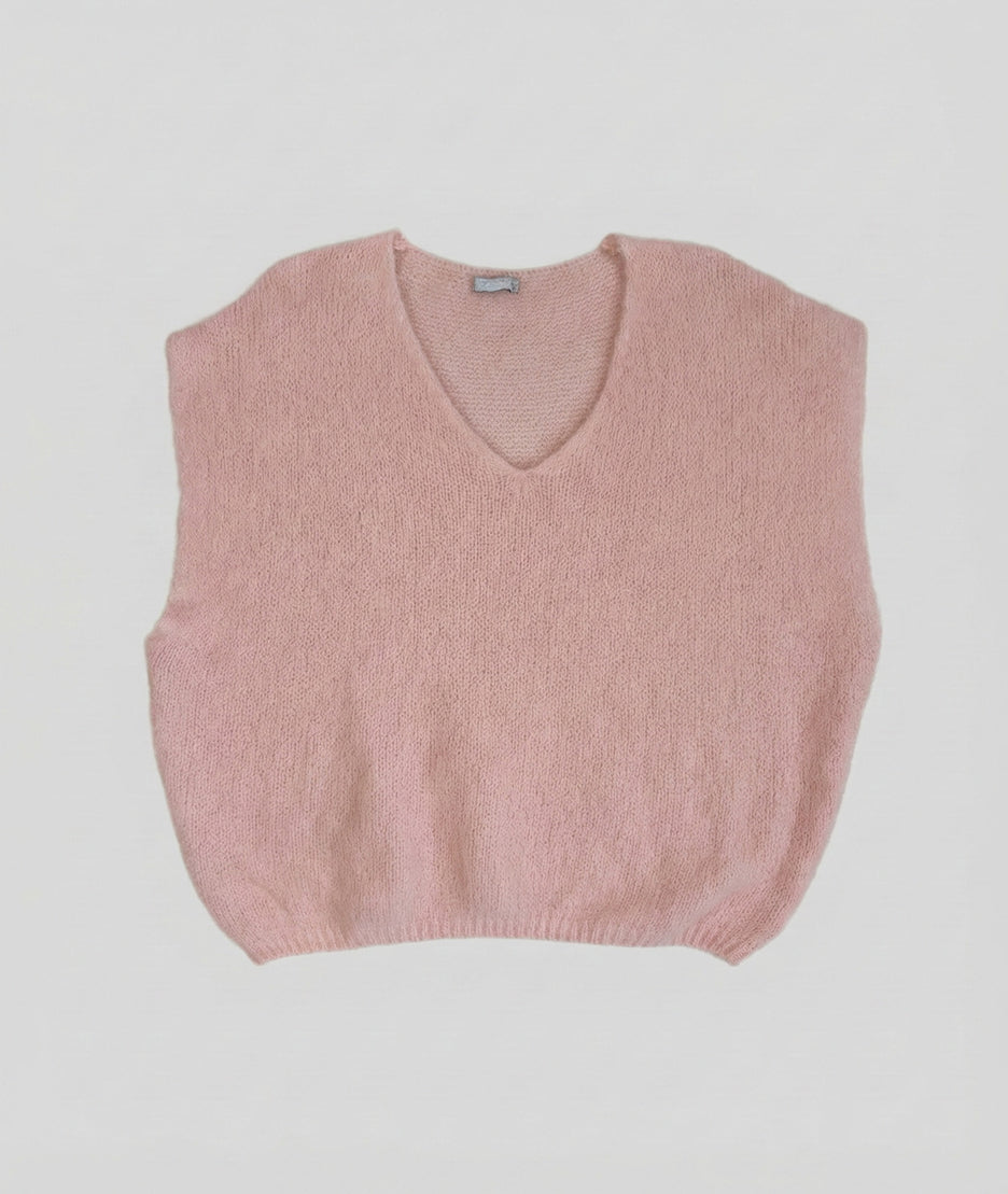 Pull sans manches Sama rose face