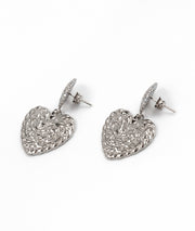 Boucles d'oreilles cœurs Hanna gris face