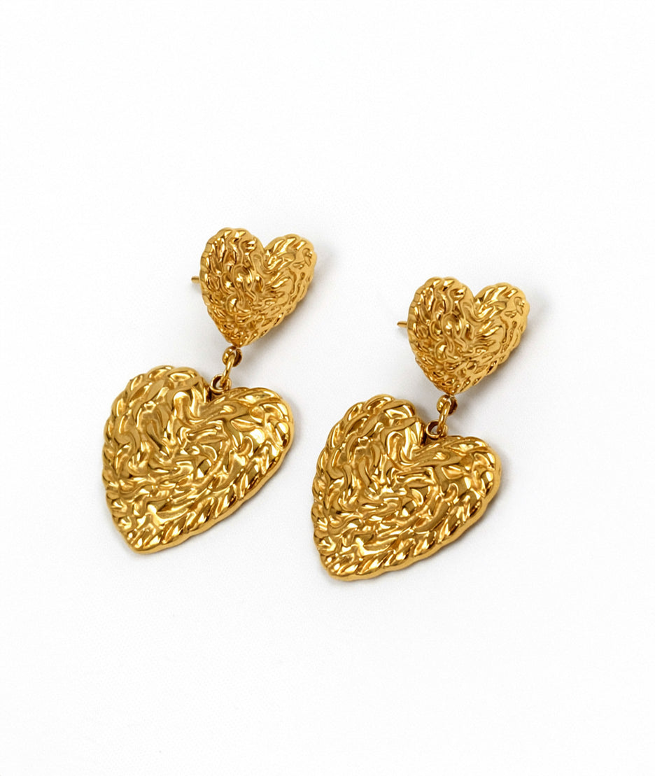 Boucles d'oreilles cœurs Hanna jaune face