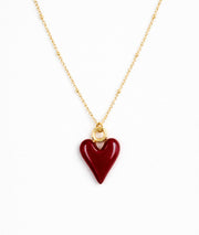 Collier pendentif cœur Amour rouge face