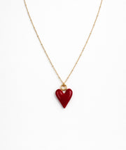 Collier pendentif cœur Amour rouge face