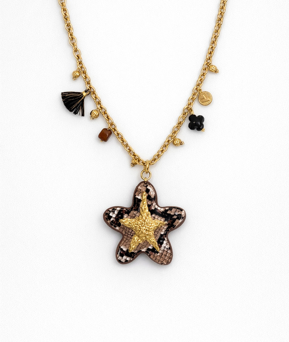 Collier pendentif étoile effet serpent Atlanta face