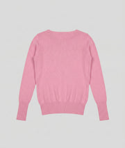 Pull col V uni rose dos