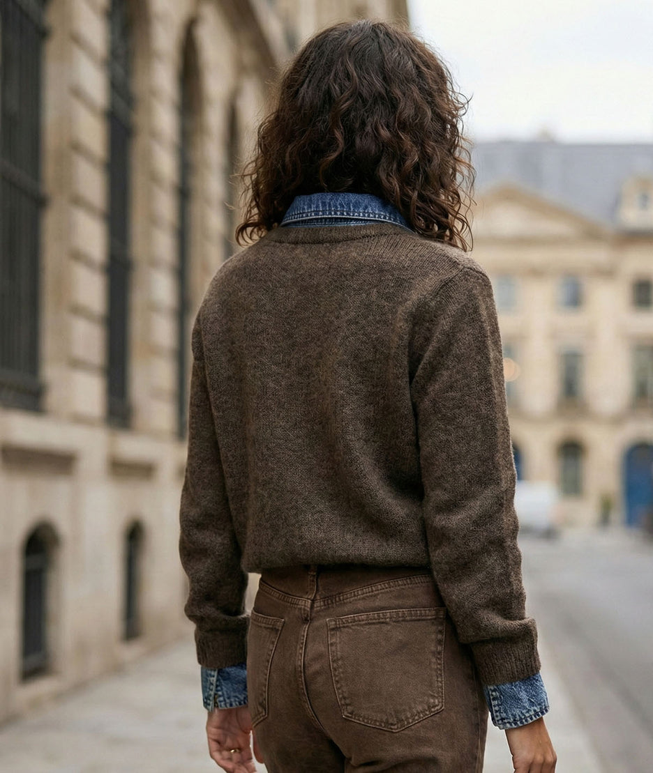 Gilet chemise en jean marron face arrière